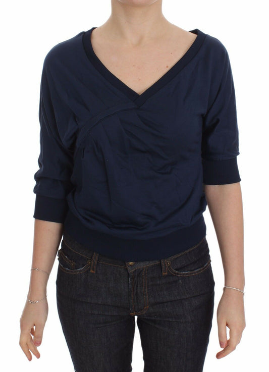 Eleganter Pullover mit tiefem V-Ausschnitt in Blau