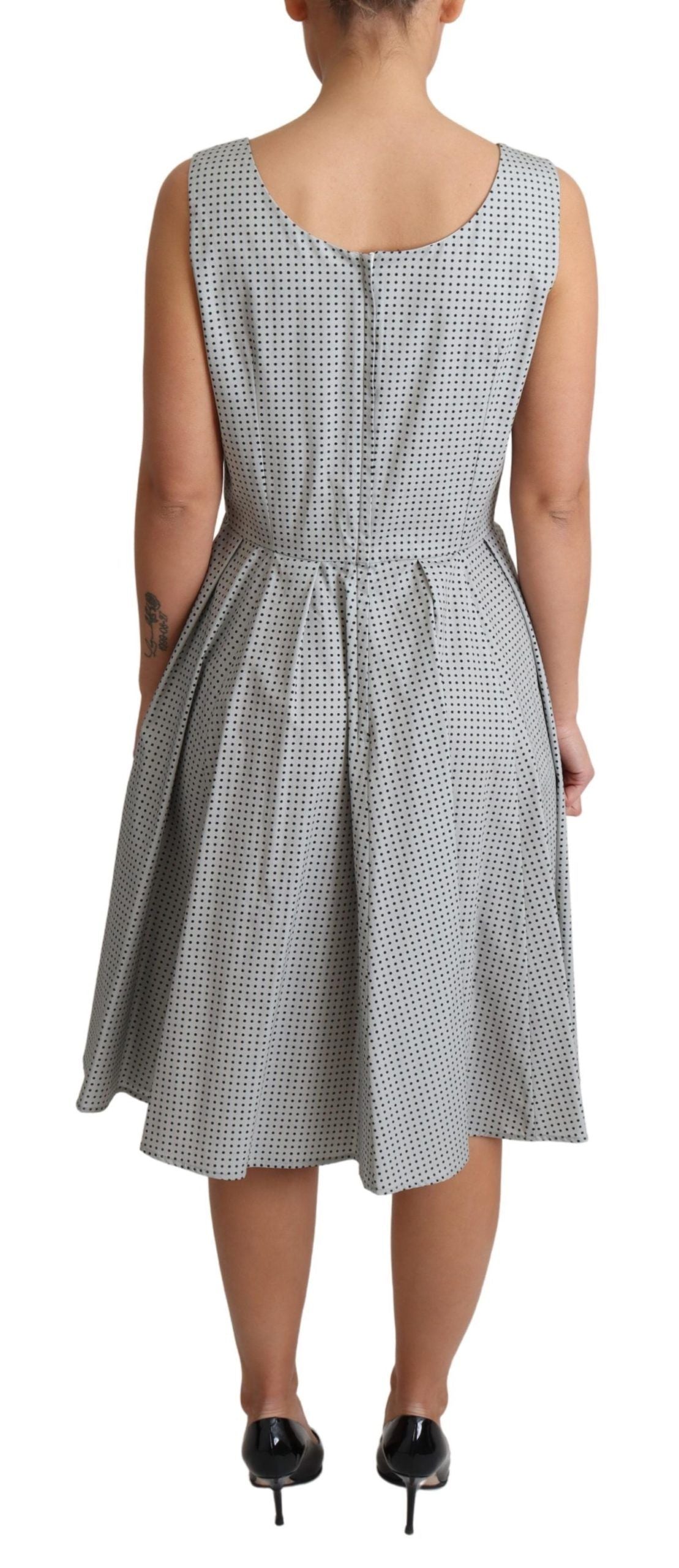 Schickes ärmelloses A-Linien-Kleid mit Polka Dots