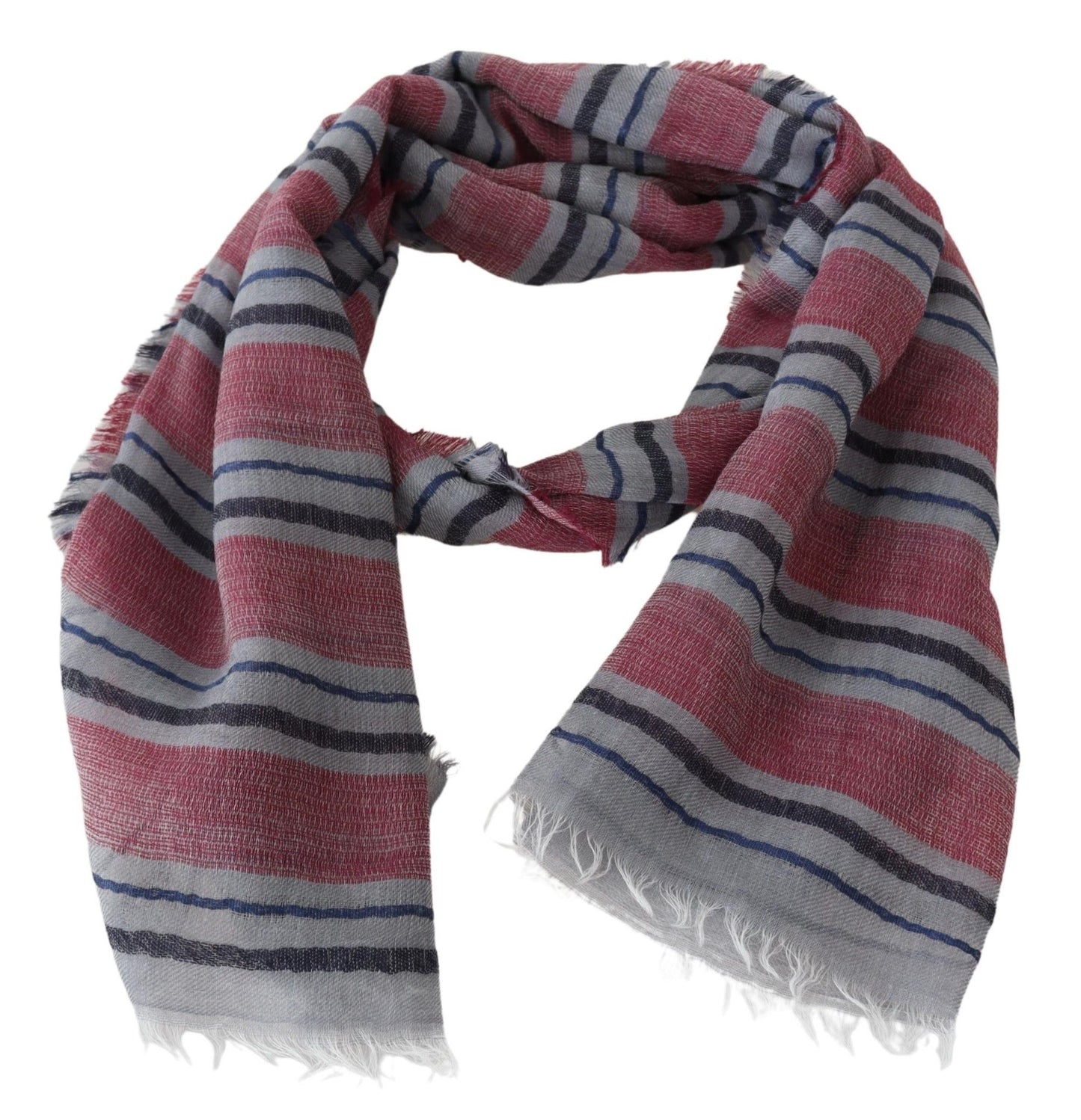 Elegant Multicolor Striped Wool Scarf