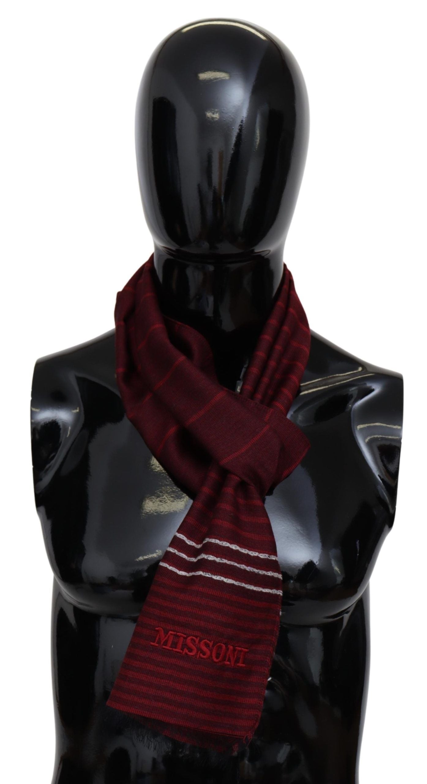 Elegant Wool Silk Blend Striped Scarf