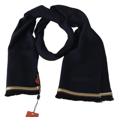 Elegant Unisex Wool Scarf with Embroidered Logo