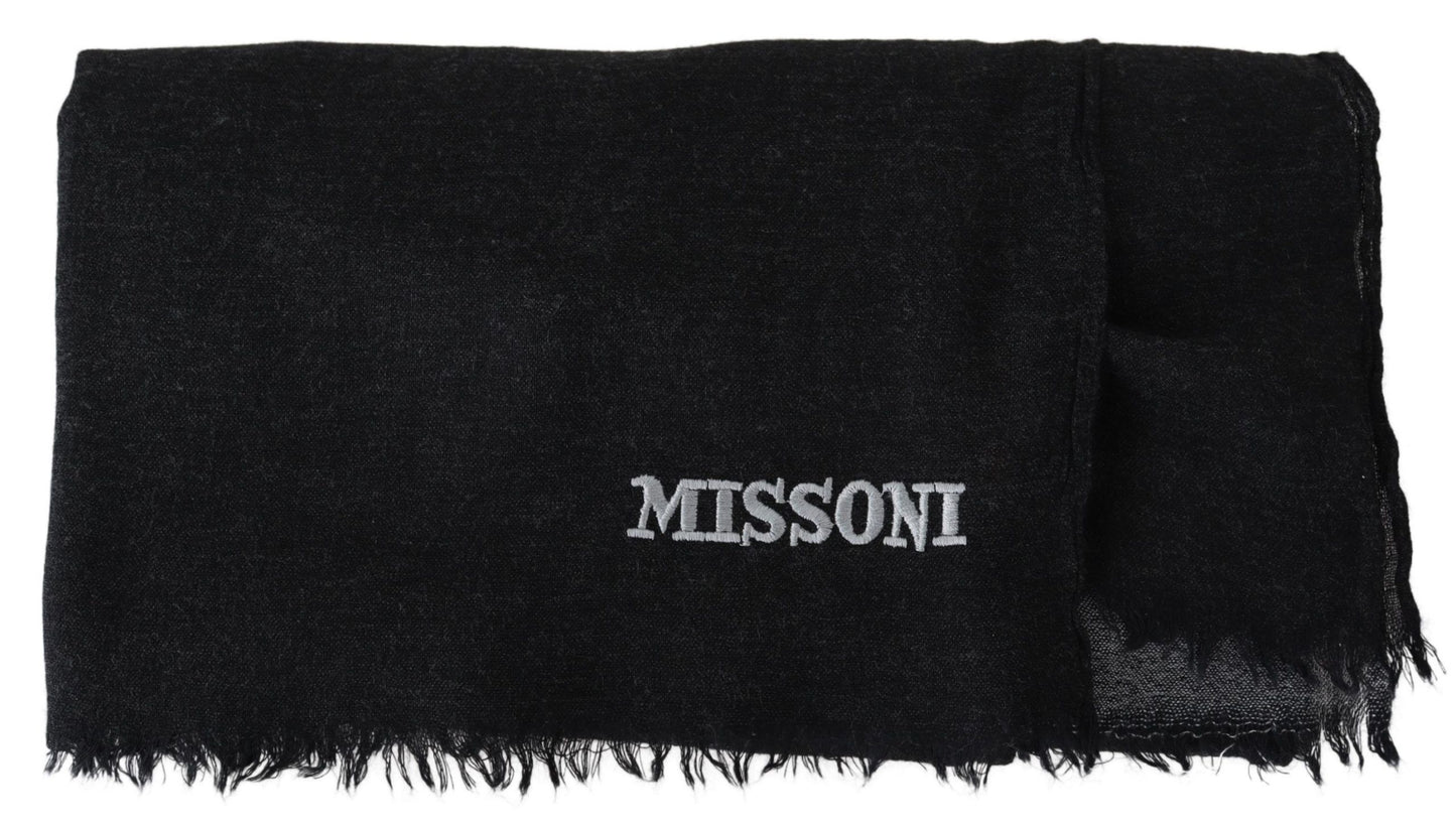 Elegant Wool Scarf with Signature Embroidery