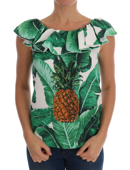 Elegant Sequined Pineapple Blouse