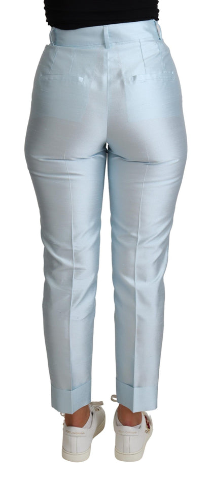 Pantalones elegantes de seda con cintura alta