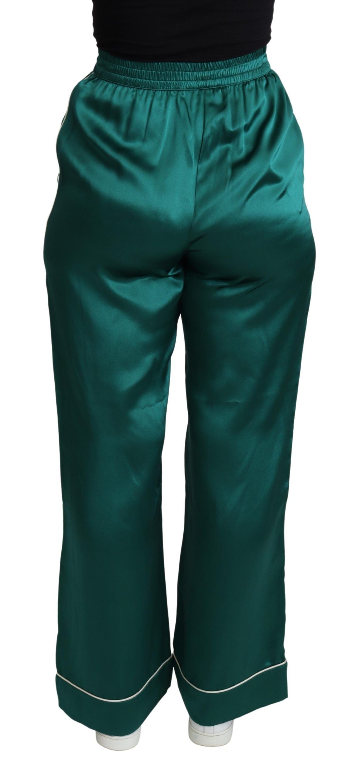 Pantalones de pijama de seda exquisitos en verde intenso