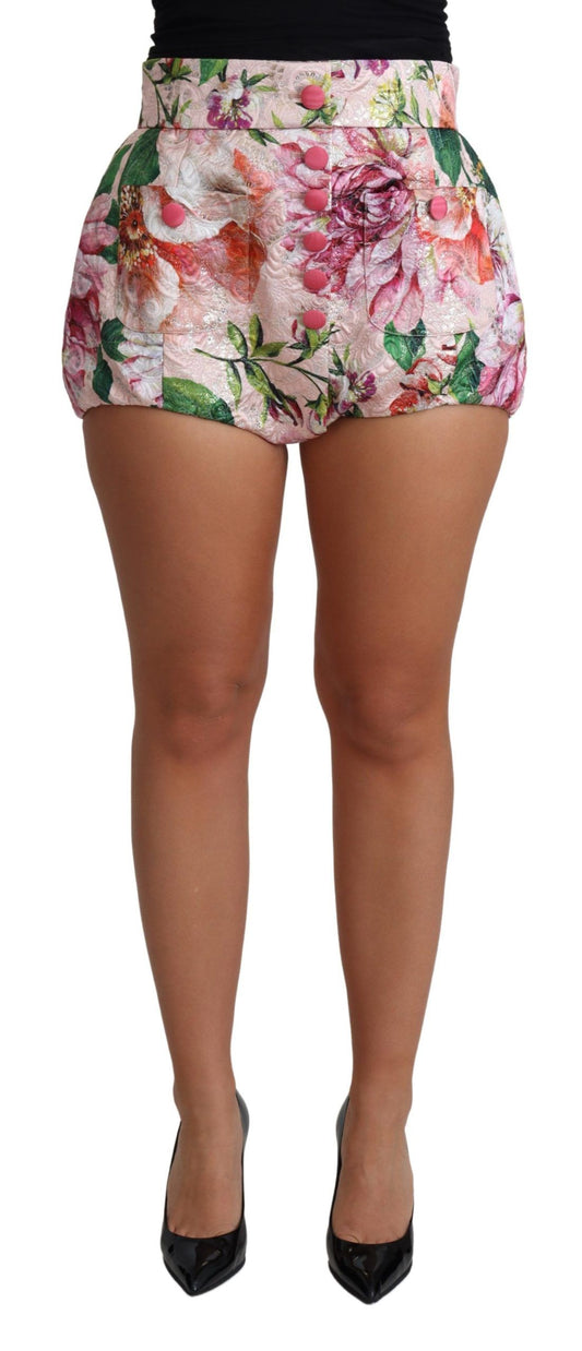 Schicke Hotpants mit hoher Taille und Blumenmuster in Rosa