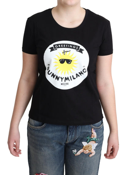 Camiseta elegante de algodón Moschino con estampado Milano