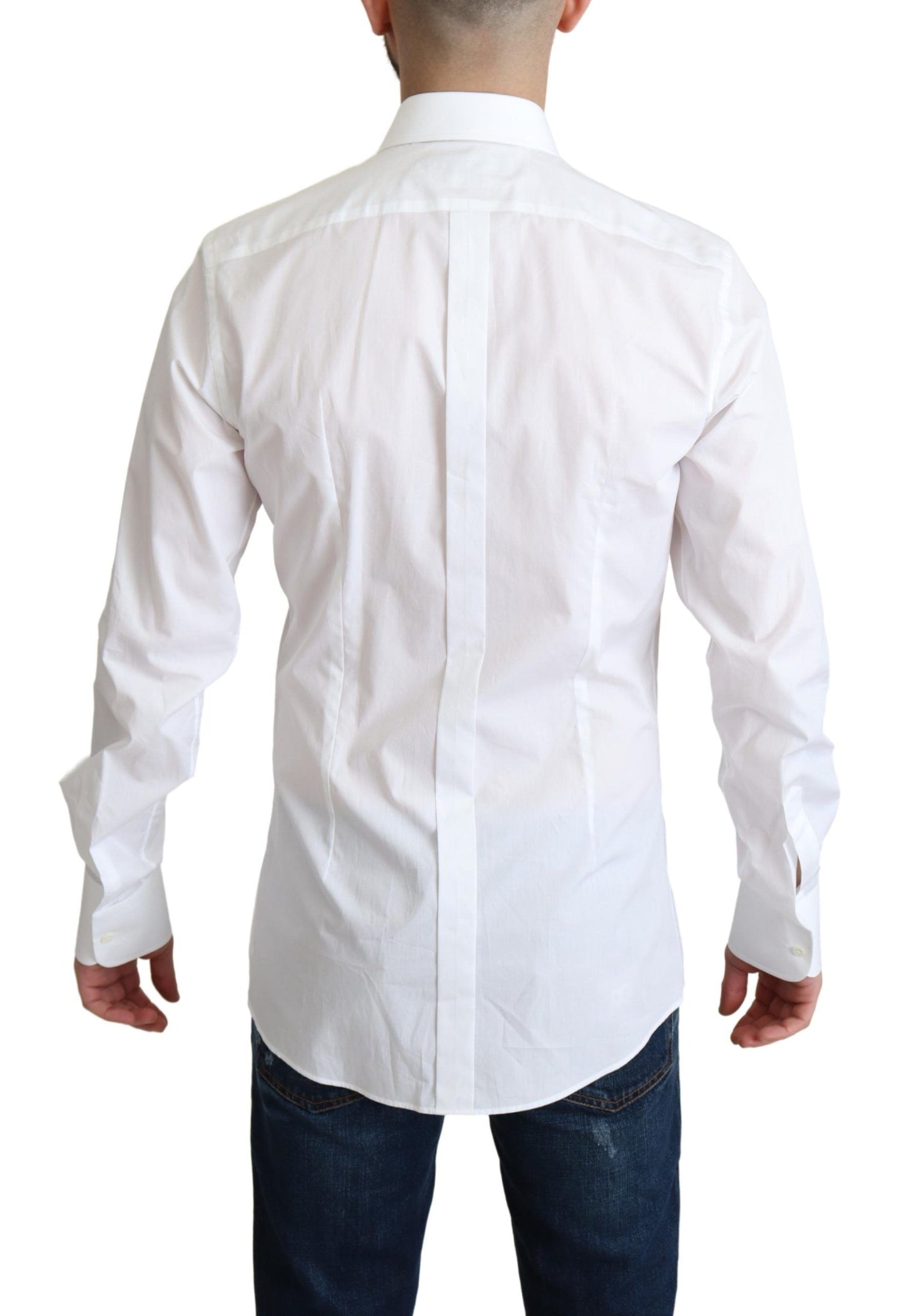 Camisa elegante de algodón blanca con pechera