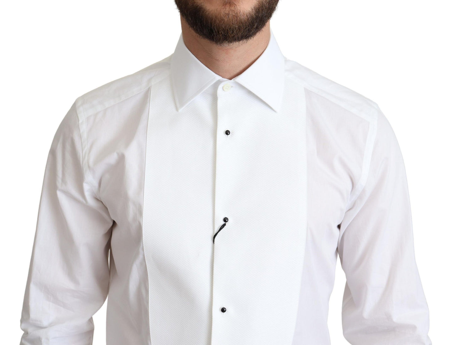 Camisa elegante de algodón blanca con pechera