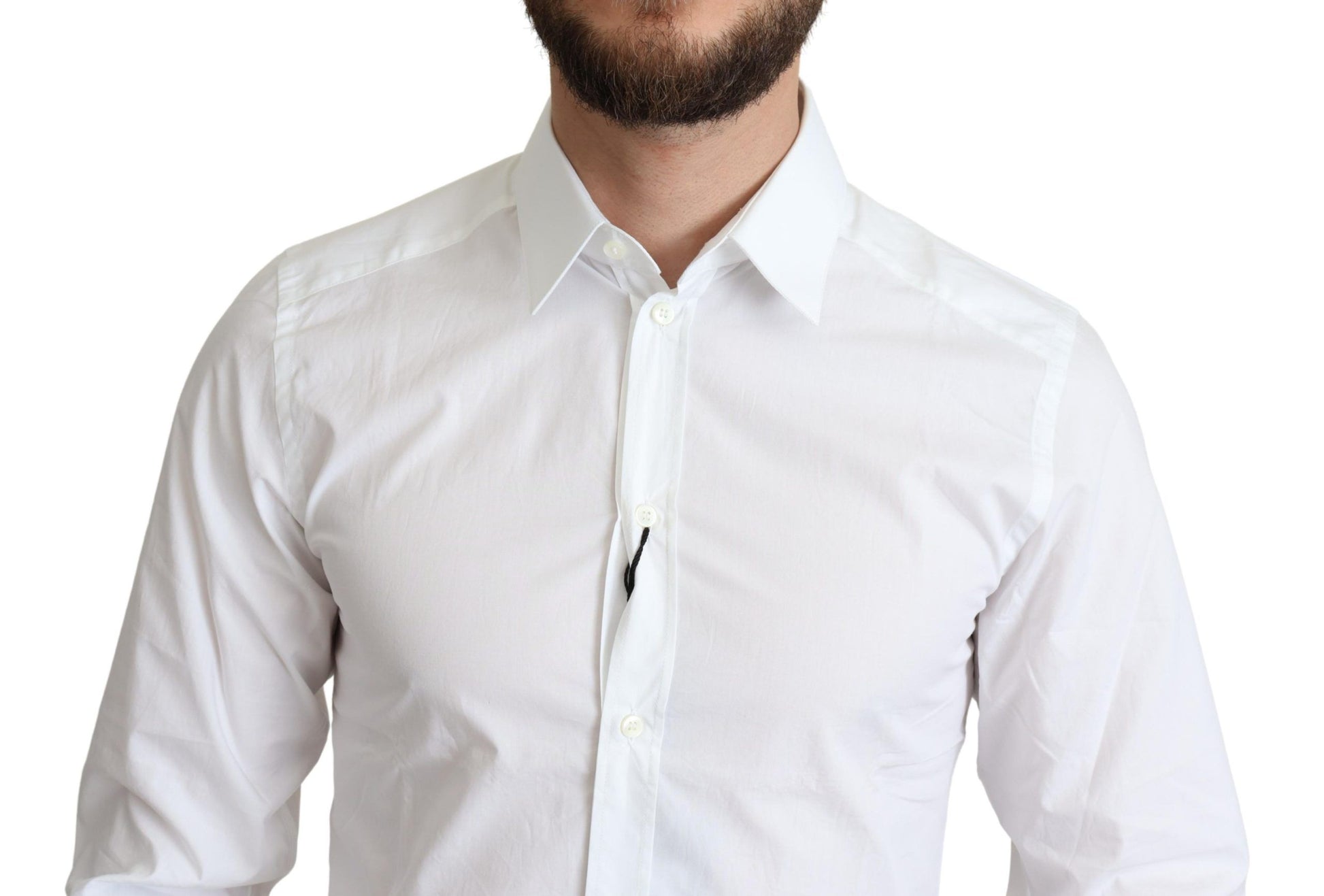 Elegant White Cotton Dress Shirt