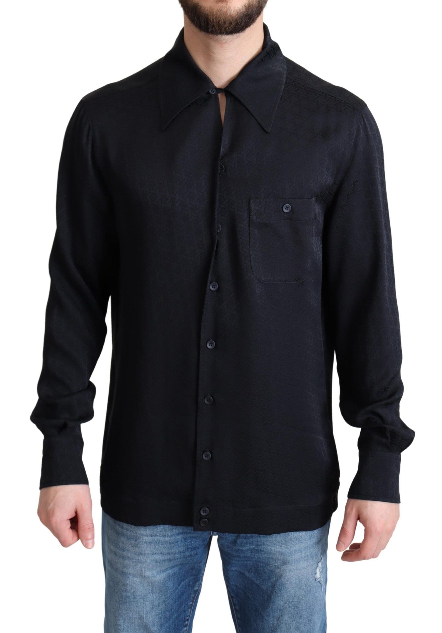 Camisa elegante informal de seda jacquard