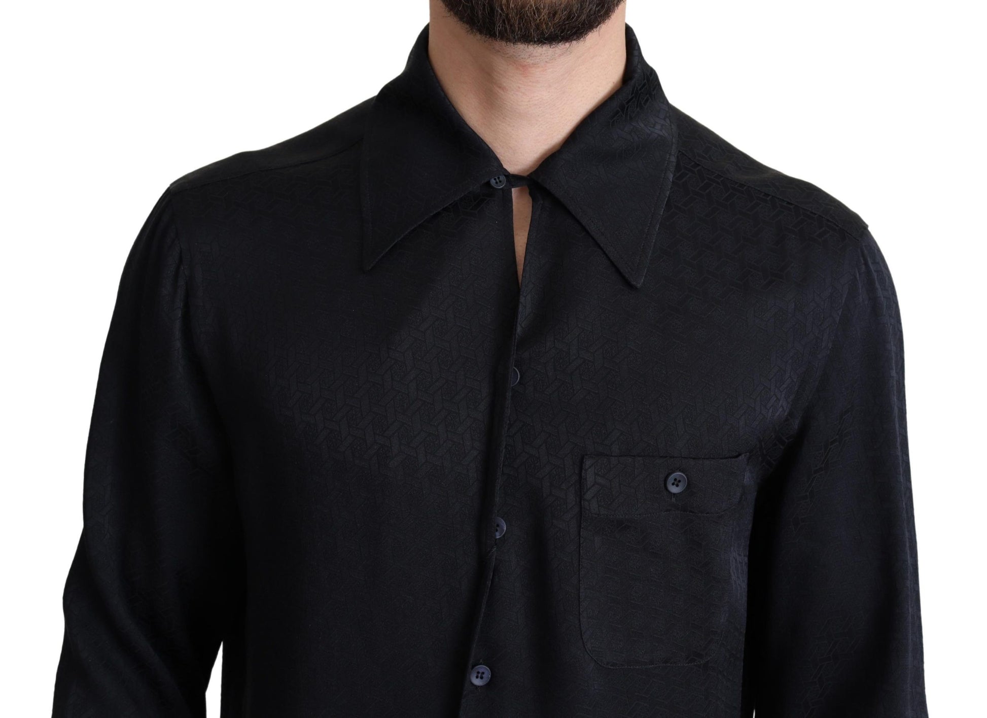 Camisa elegante informal de seda jacquard