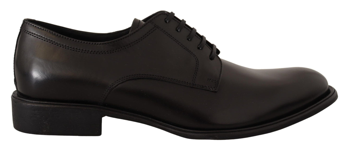 Elegant Black Leather Formal Derby Shoes