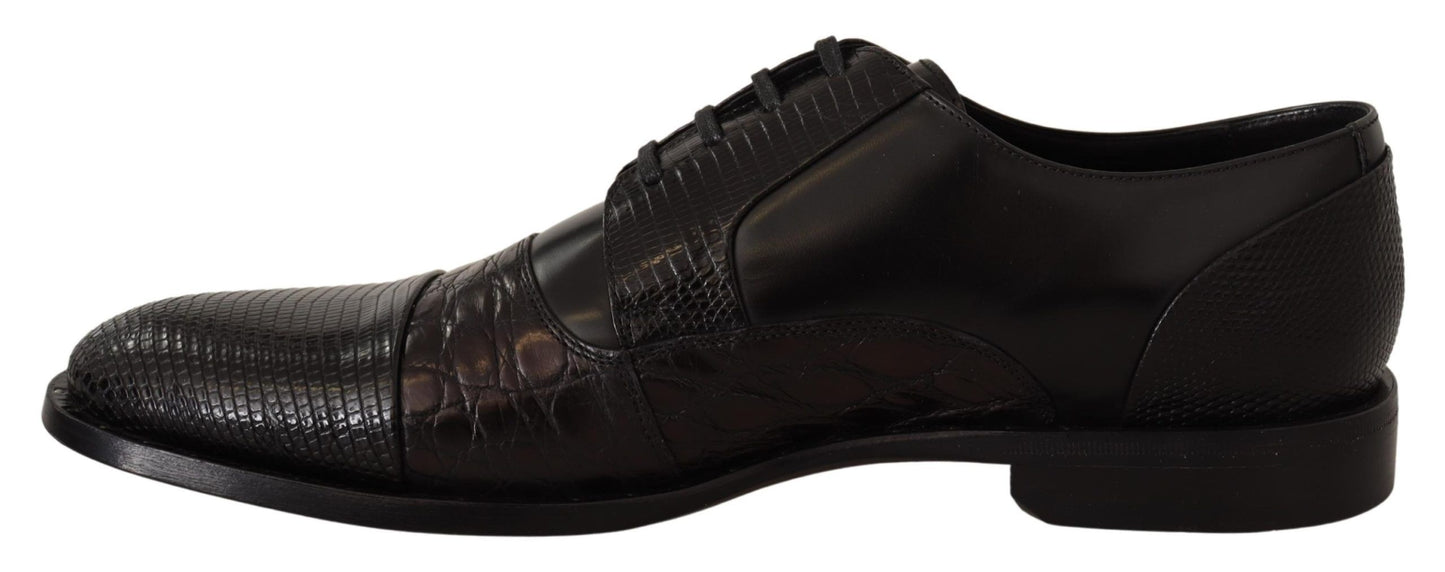 Zapatos Derby Oxford elegantes de punta de ala negros