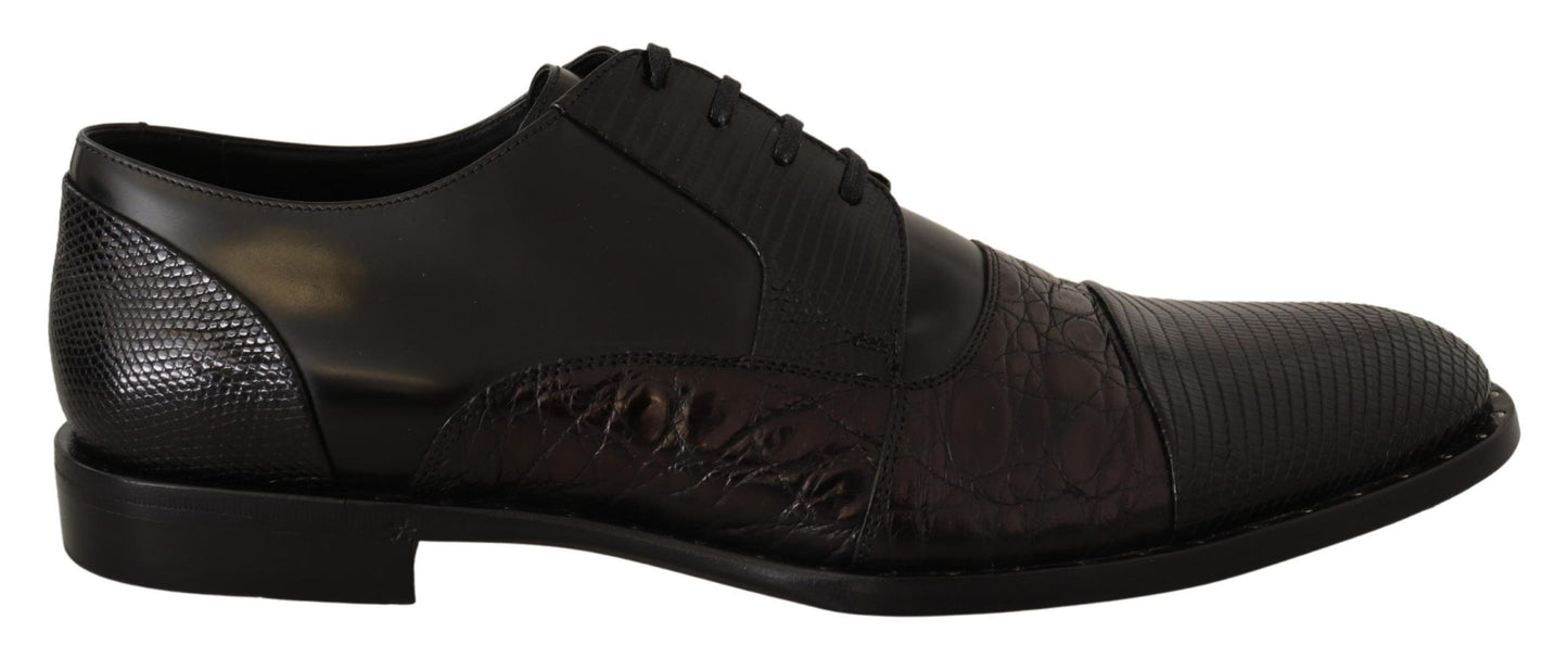 Zapatos Derby Oxford elegantes de punta de ala negros