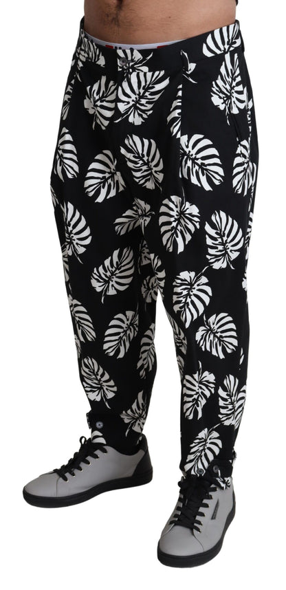 Elegante Baumwollhose mit Palmenblatt-Print