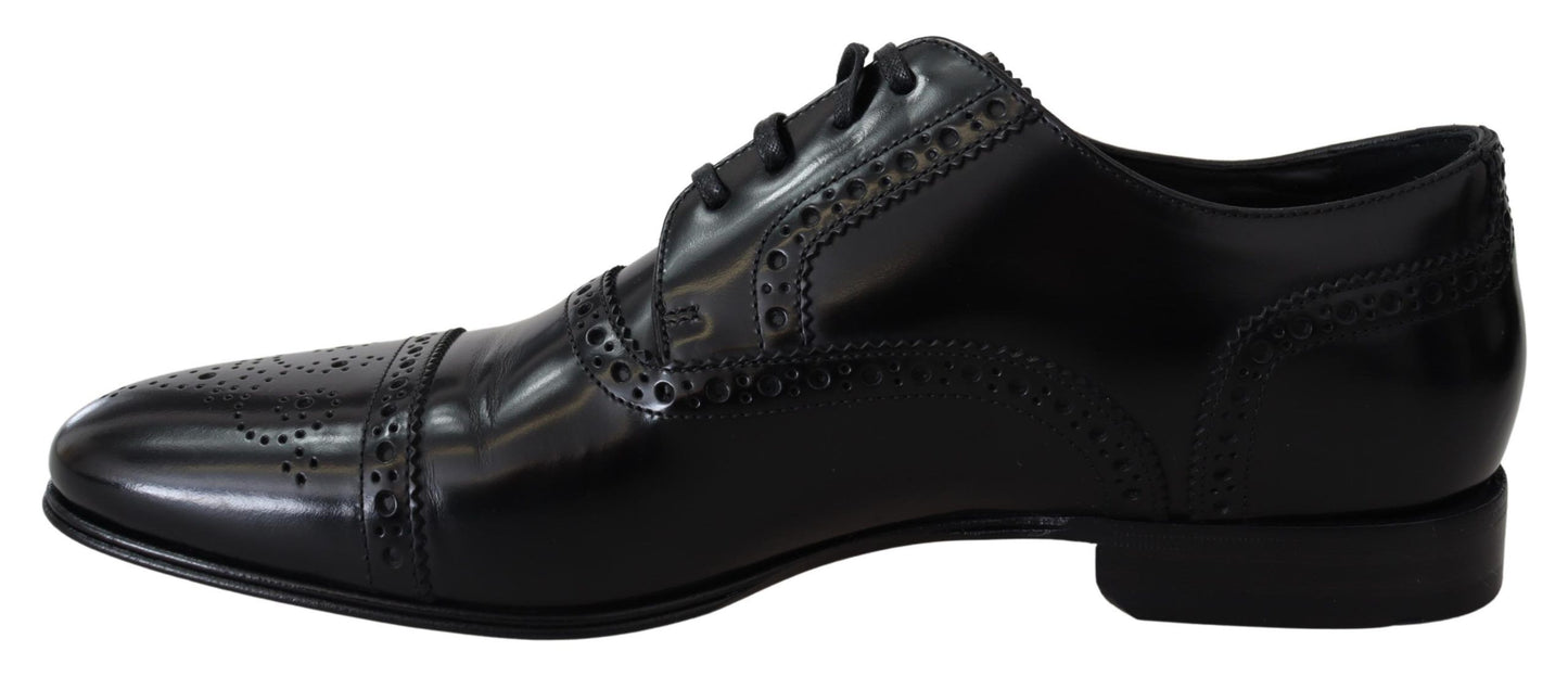 Elegante, schwarze Derby-Schuhe aus Leder