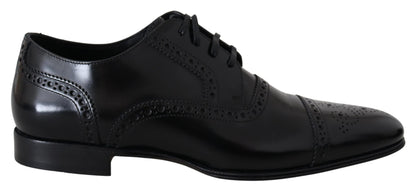 Elegante, schwarze Derby-Schuhe aus Leder