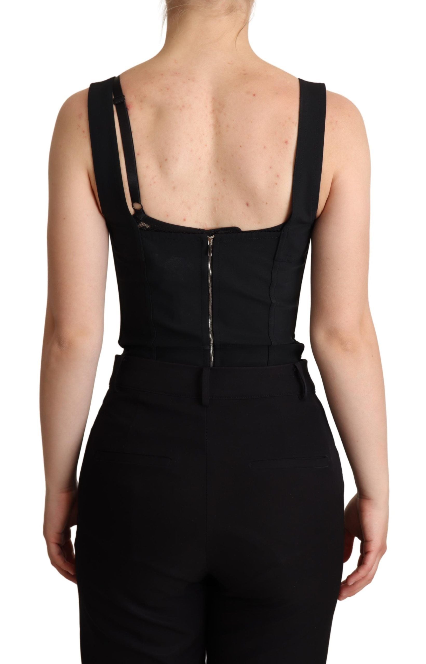 Elegantes schwarzes Spitzen-Bodysuit-Korsettkleid