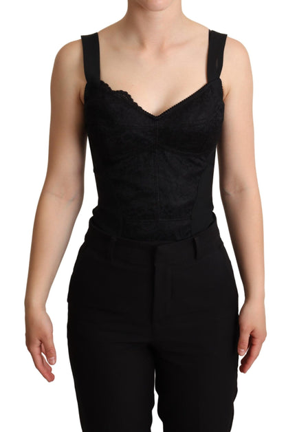 Elegantes schwarzes Spitzen-Bodysuit-Korsettkleid