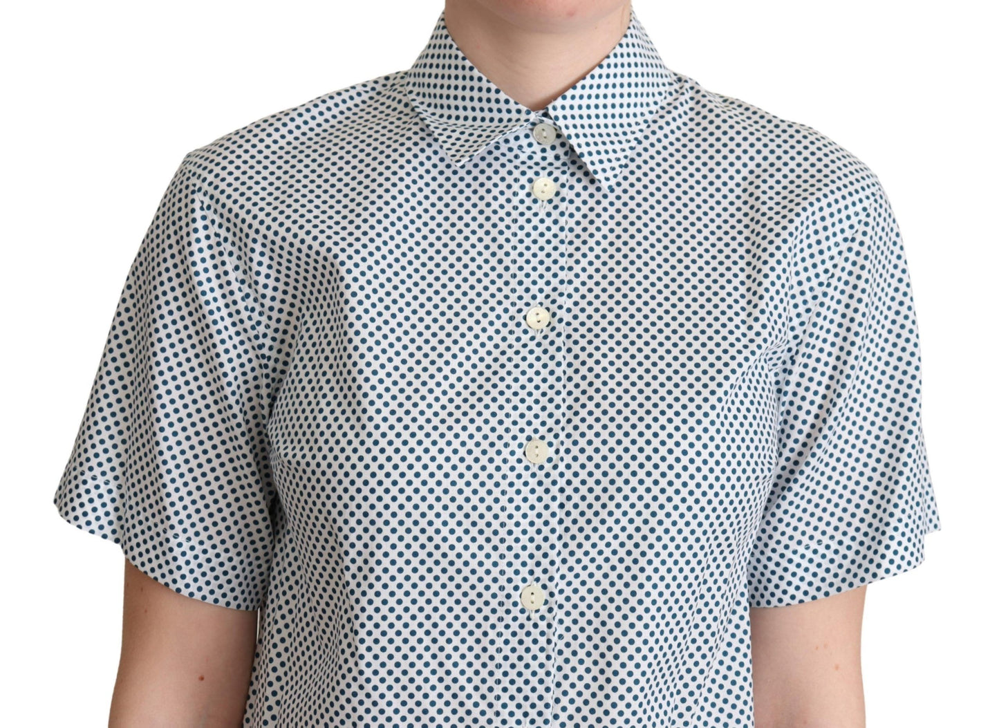 Elegant Polka Dot Cotton Polo Shirt