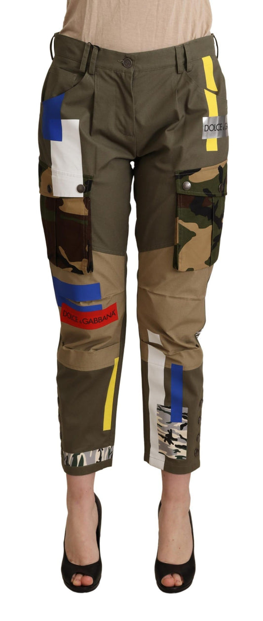 Pantalones cargo elegantes con parches multicolor