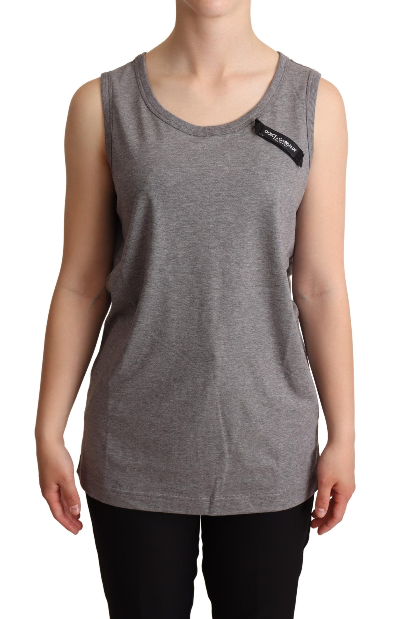 Elegantes ärmelloses Tanktop aus Baumwolljersey in Grau