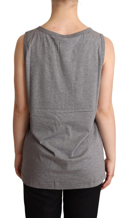 Elegantes ärmelloses Tanktop aus Baumwolljersey in Grau