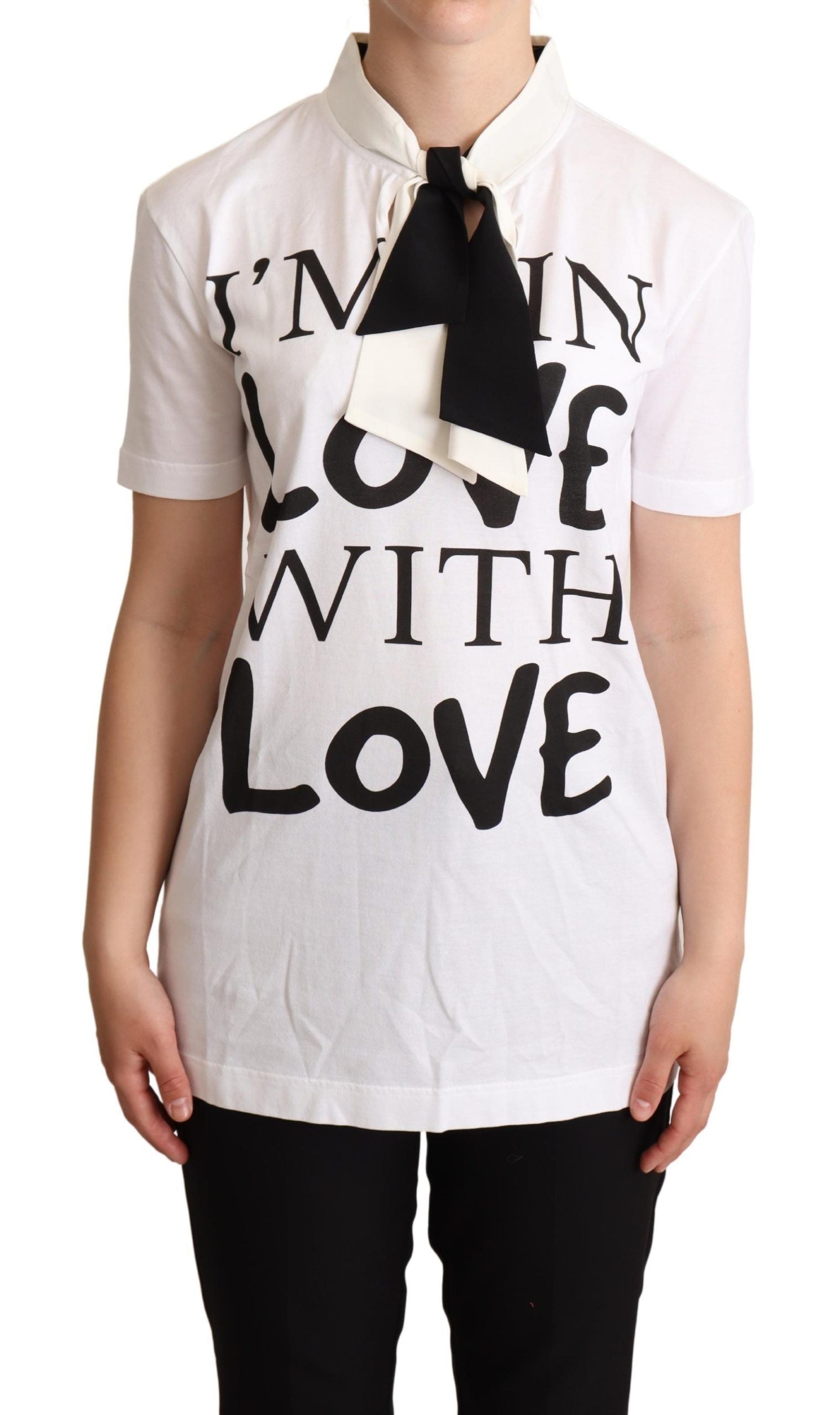 T-Shirt aus Seide und Baumwolle mit „Chic Love“-Slogan