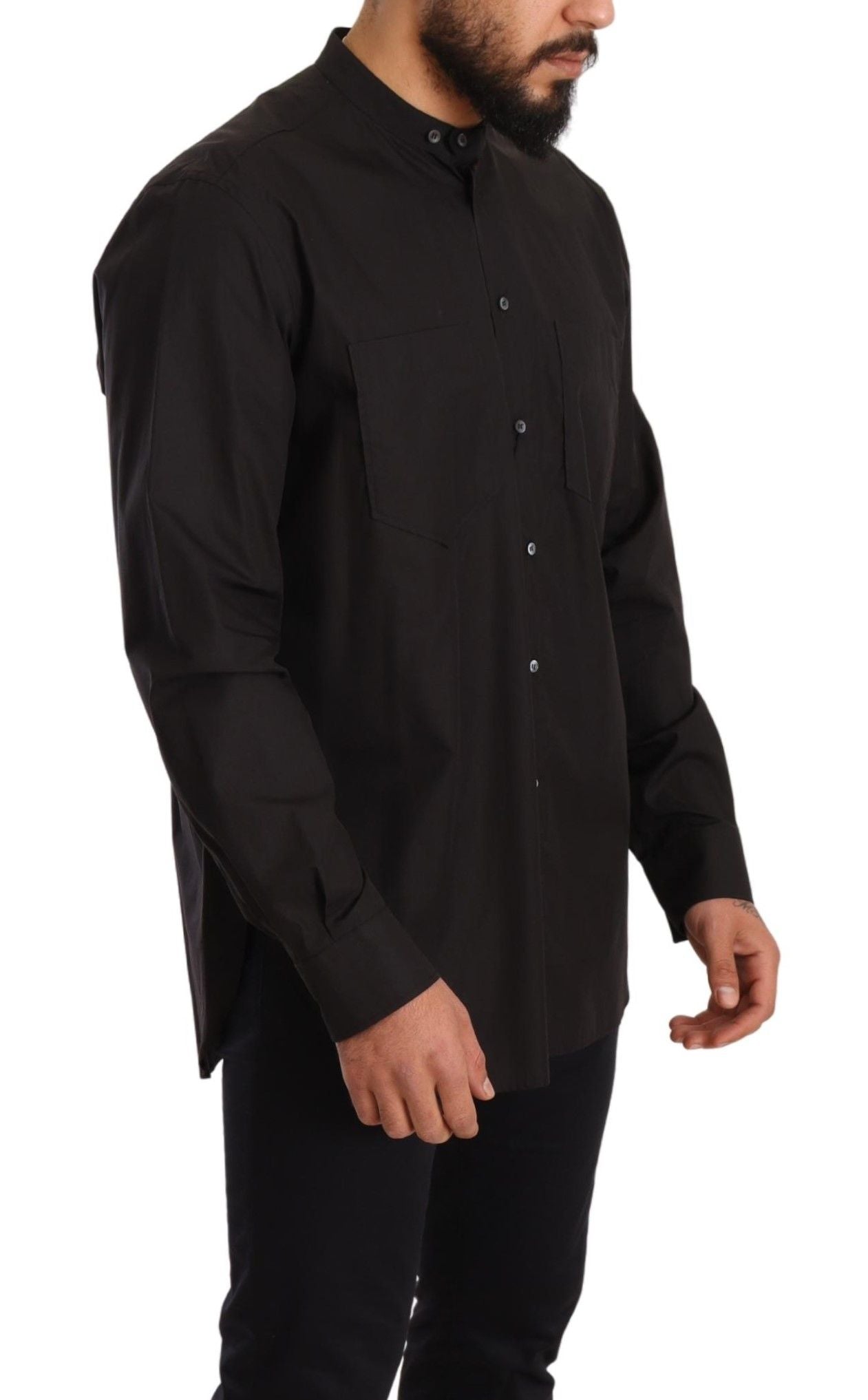 Elegant Black 100% Cotton Men's Shirt