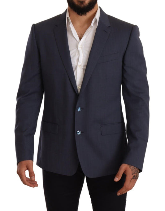 Elegante blaue Martini-Blazerjacke aus Wolle