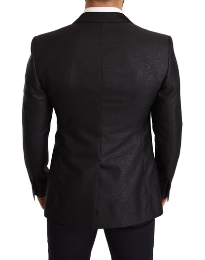 Elegante, schwarze, metallische Slim Fit-Blazerjacke