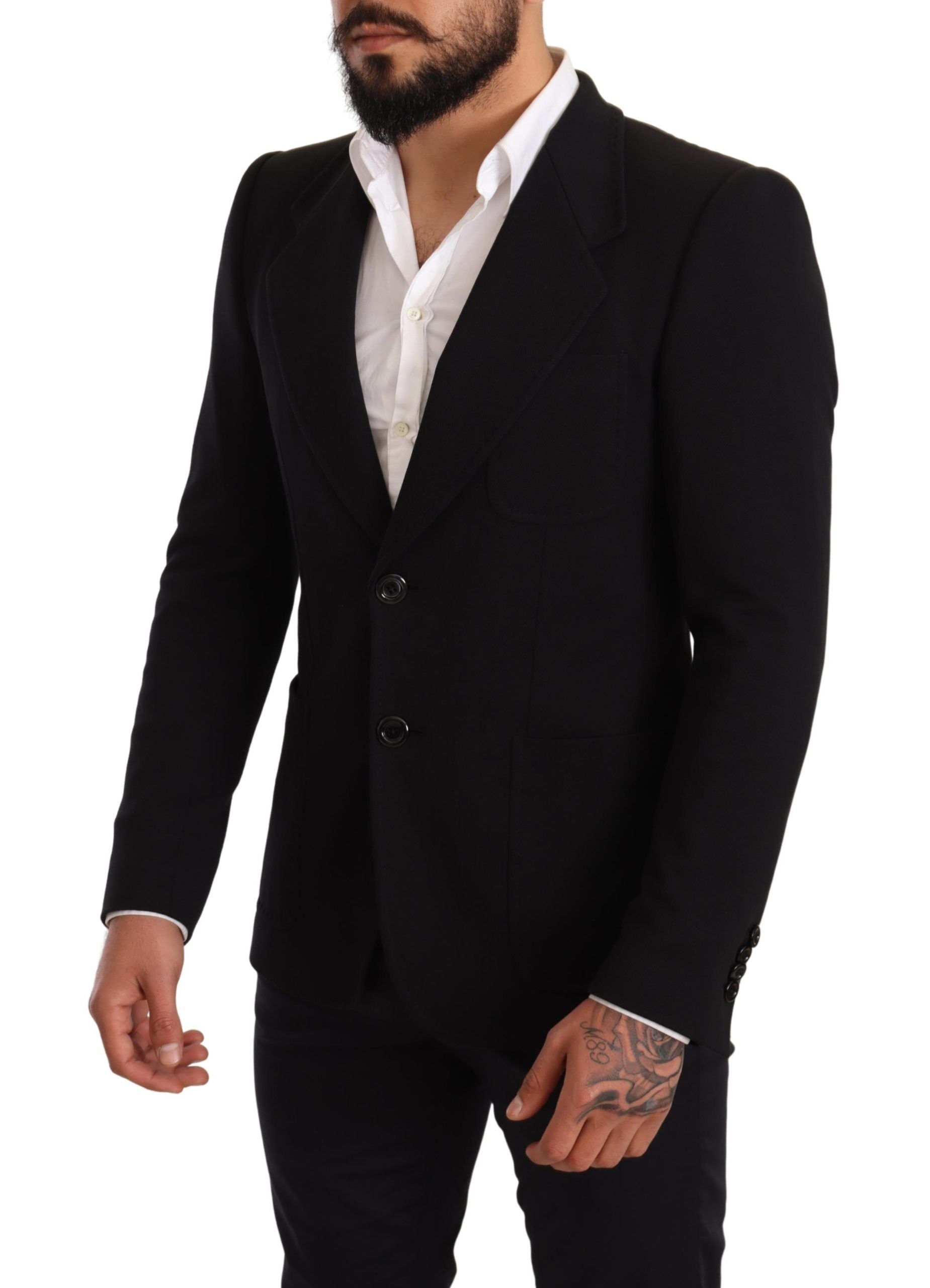 Blazer elegante de algodón negro de corte entallado