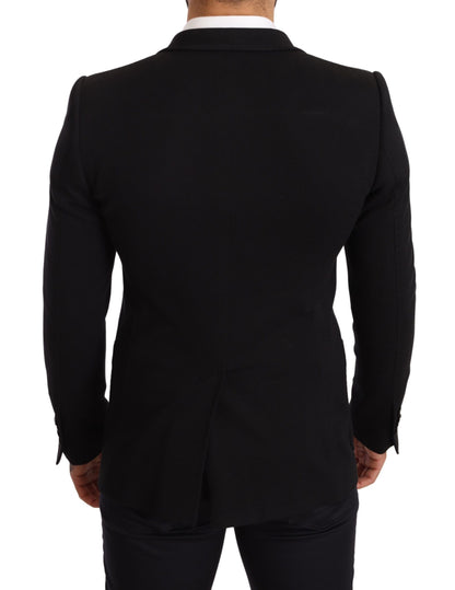 Blazer elegante de algodón negro de corte entallado