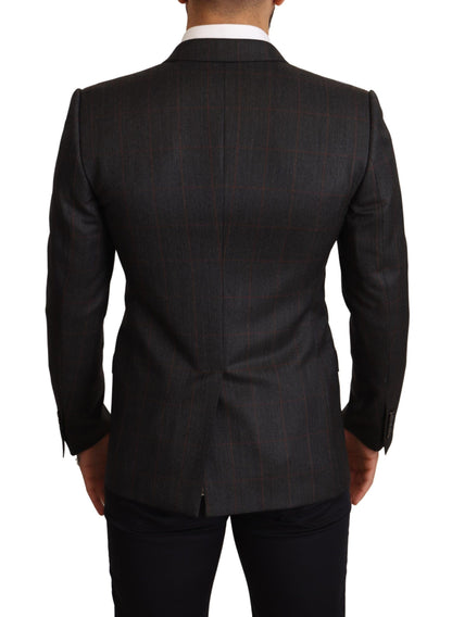 Elegant Gray Check Martini Blazer