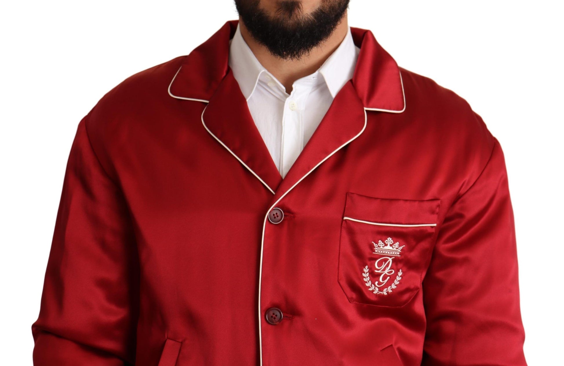 Suntuosa chaqueta bomber de seda roja