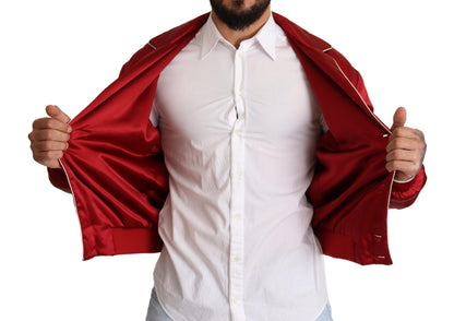 Suntuosa chaqueta bomber de seda roja