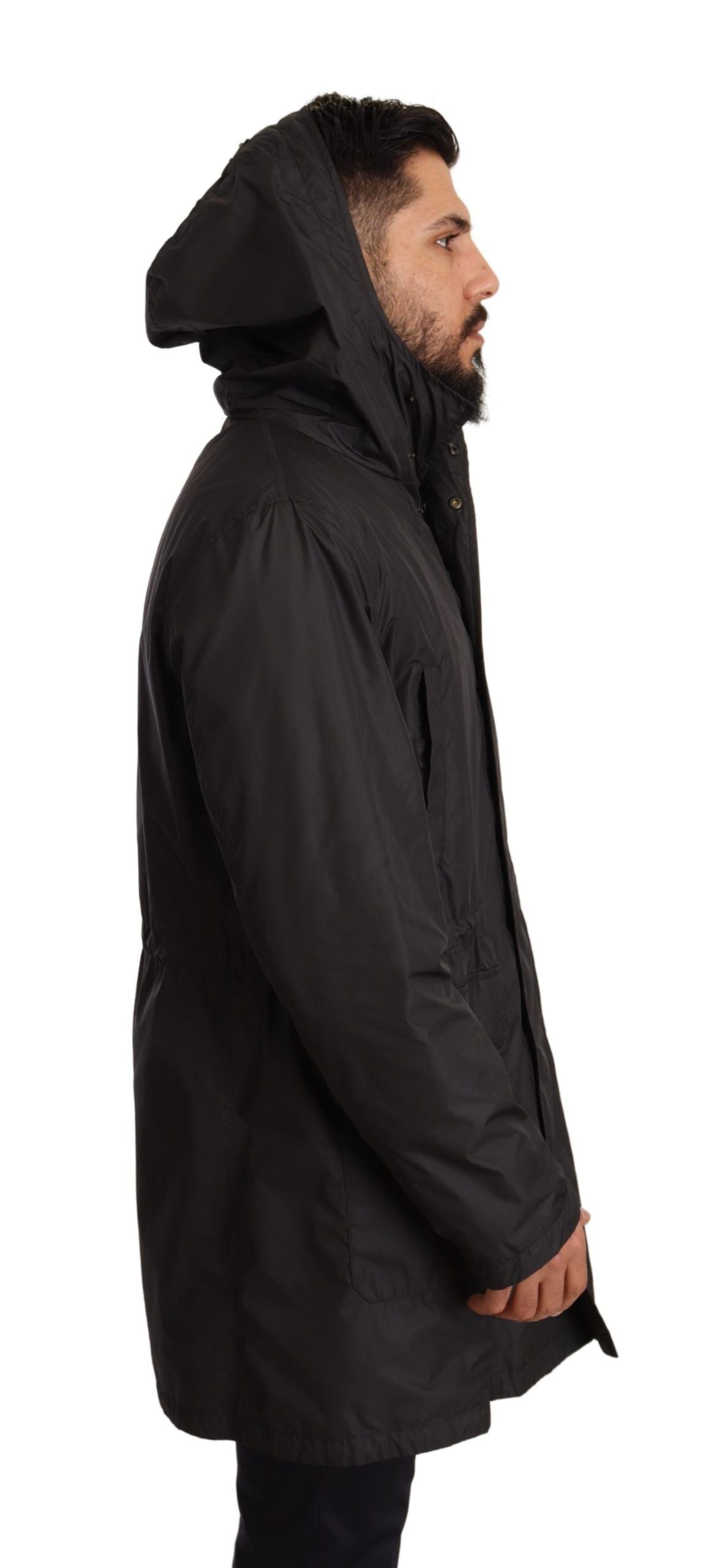 Elegante schwarze Blousonjacke mit Kapuze