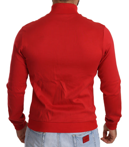Eleganter roter Pullover mit durchgehendem Reißverschluss und DG Motor Club-Motiv