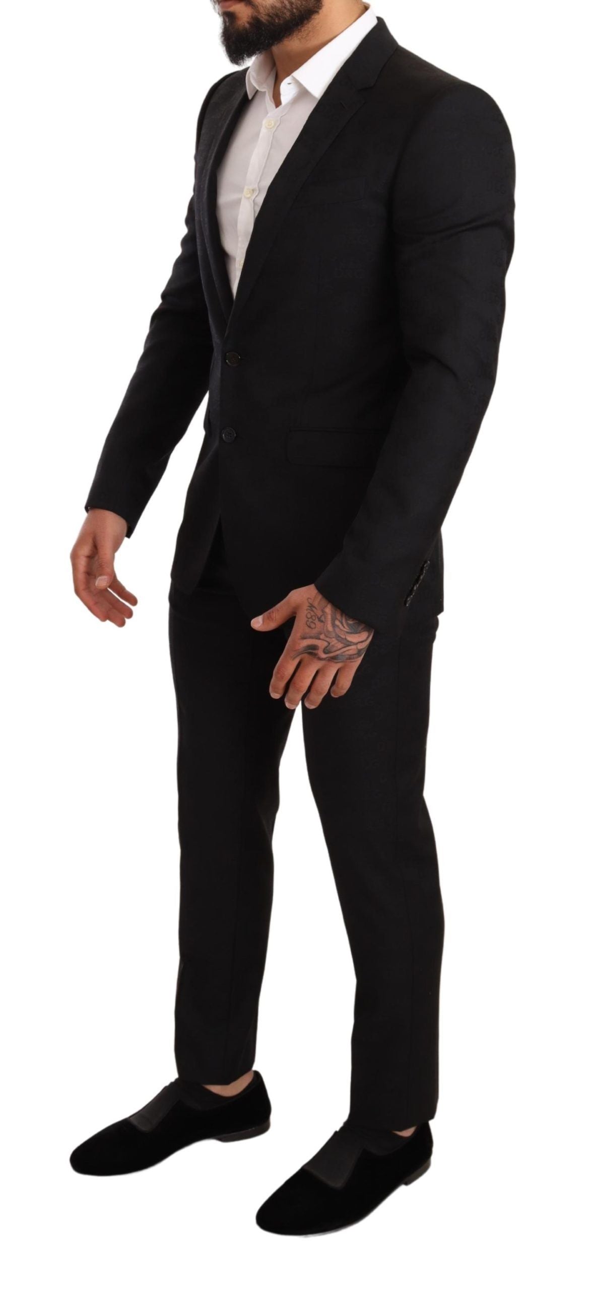 Elegant Martini Black Wool Suit