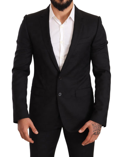 Elegant Martini Black Wool Suit