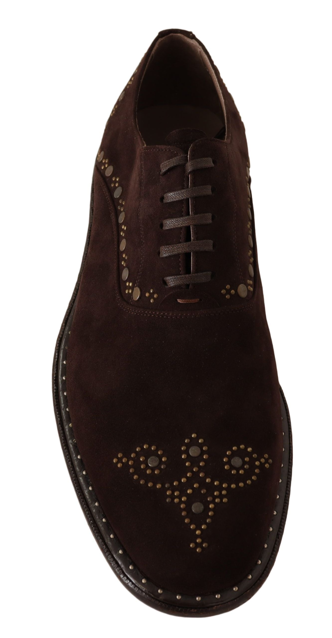 Elegant Brown Suede Studded Derby Shoes