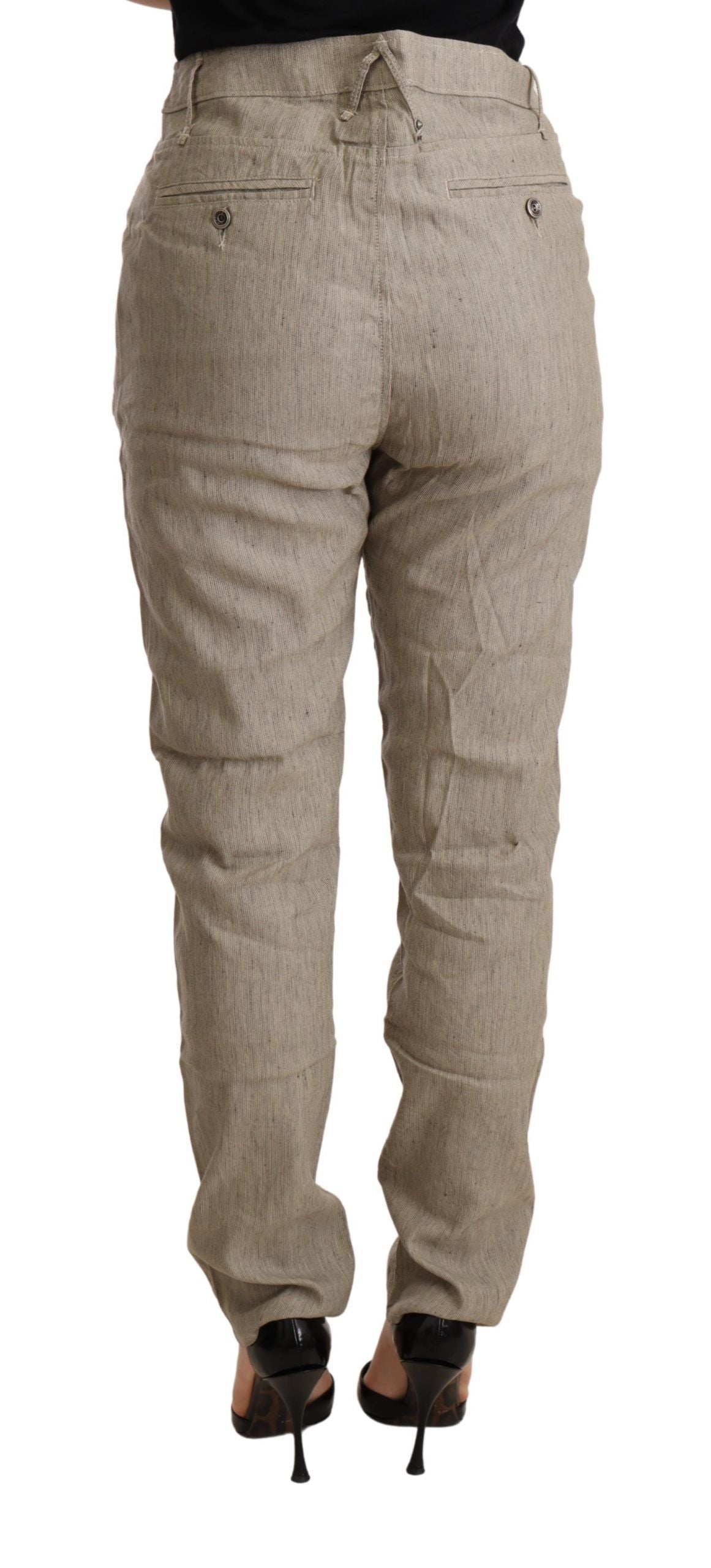 Pantalones anchos elegantes de cintura media en color beige para un estilo sofisticado