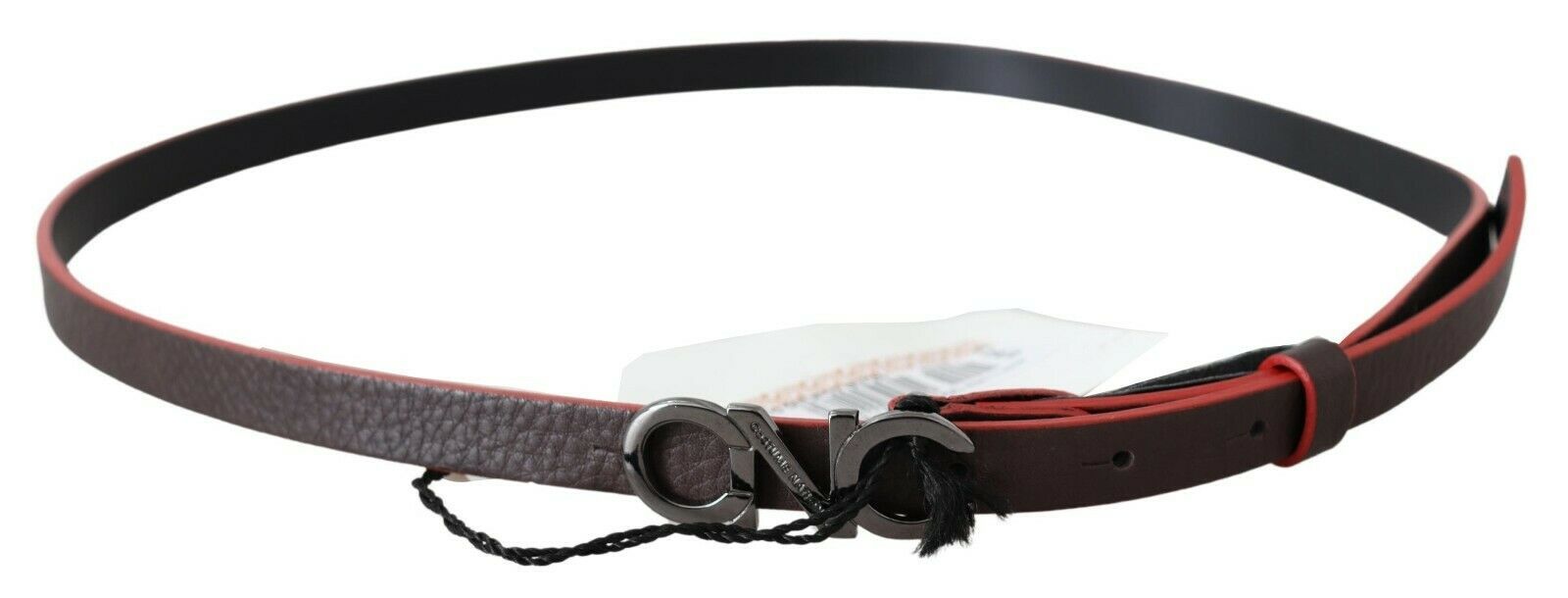 Maroon & Black Italian Leather Fashion Belt