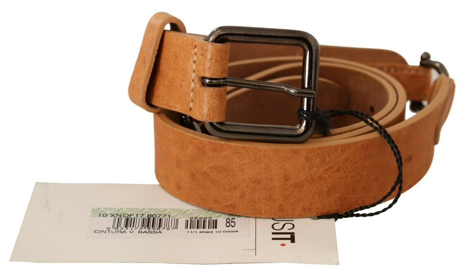 Elegant Light Brown Fashion Belt with Black-Tone Buckle