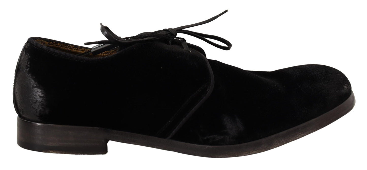 Elegantes zapatos Derby de terciopelo negro