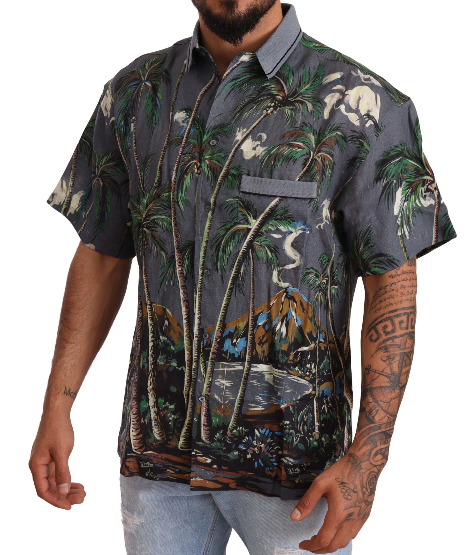 Camisa de hombre de lino y seda con elegancia tropical