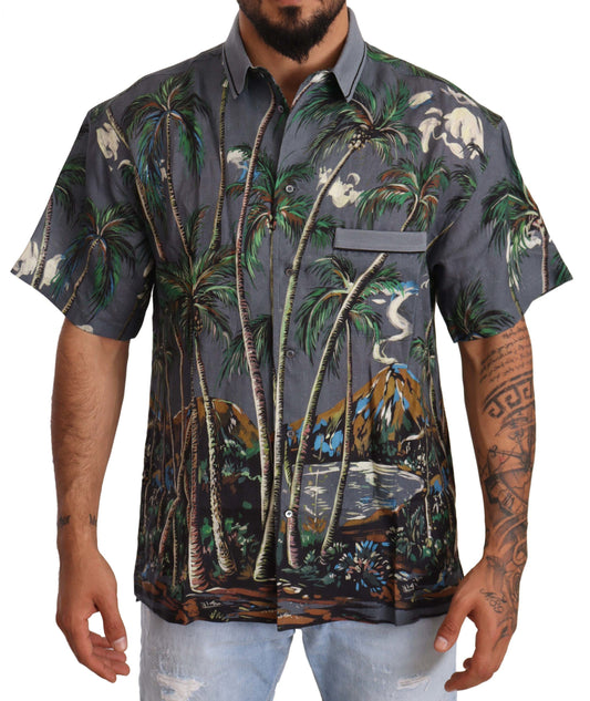 Camisa de hombre de lino y seda con elegancia tropical