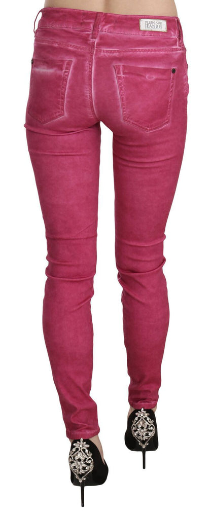 Schicke, rosa Skinny-Hose mit mittelhohem Bund