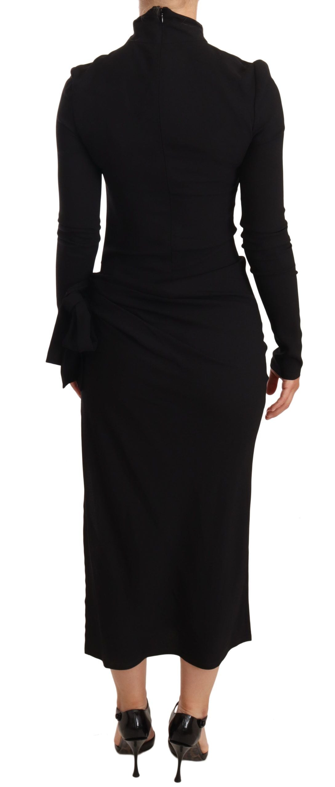 Elegant Black Turtleneck Sheath Dress